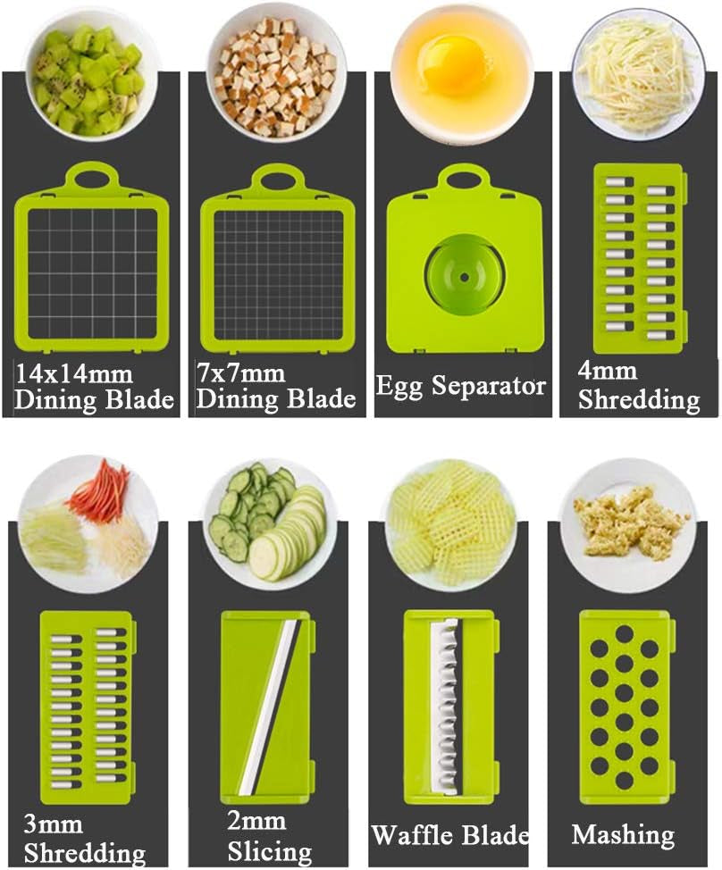 Vegetable Chopper Mandoline Slicer Cutter and Grater 11 in 1 Vegetable Slicer Potato Onion Veggie Chopper Dicer with Container Gray